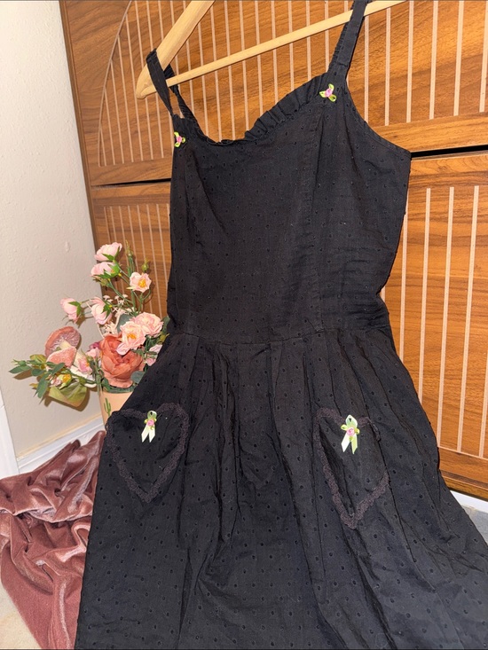 Betsey Johnson Other - Betsey Johnson Black Eyelet tunic with Floral Appliqués